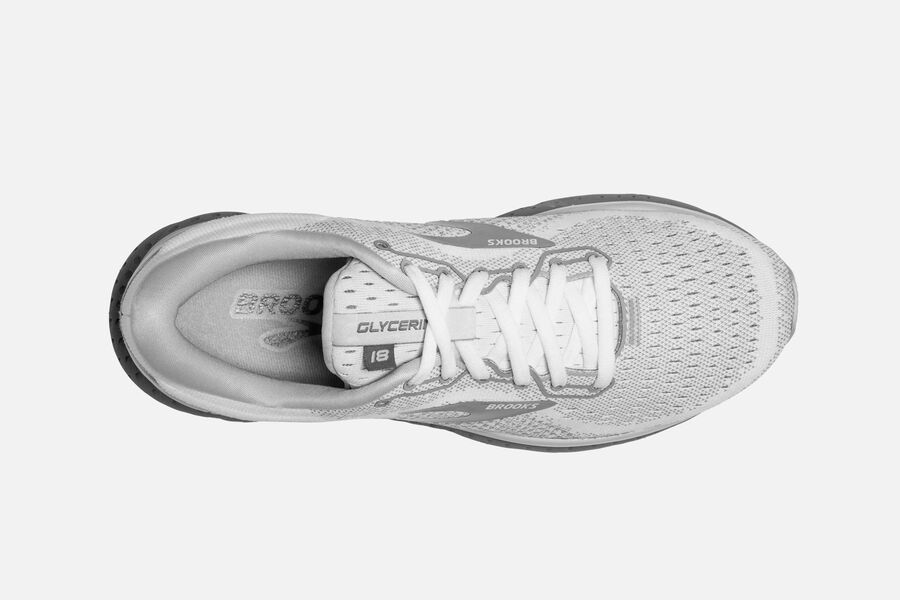 Brooks Israel Glycerin 18 Road Running Shoes Womens - White/Grey - DWC-476231